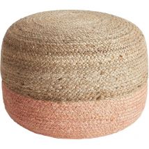 Beliani - Pouf Rond Boho en Jute eps Perles 50 x 50 x 40 cm Ottoman Rose Pêche Duki