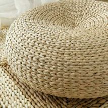Lablanc - Banc rond en herbe – Tapis de sol en paille futon – Coussin de siège tatami – Tapis de yoga en paille fait à la main en rotin – Décoration
