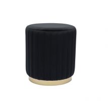 Miliboo - Pouf rond en velours noir et métal doré D40 cm dona