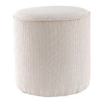 Miliboo - Pouf rond en tissu velours côtelé écru D40 cm louis