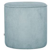 Miliboo - Pouf rond en tissu velours côtelé bleu grisé D40 cm louis