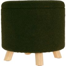 Home Styling - Pouf rond rembourré avec rangement teddy, ø 40 x 37 cm