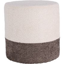 Peragashop - Pouf rond rembourré en deux couleurs bouclées, ø 35 x 34 cm