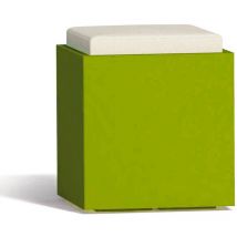 Pouf Comfy Carré Vert En Polymère Monacis - L 40 X L 40 X H 47,5 Cm