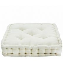 Thedecofactory - arthur - Pouf tapissier en velours de coton uni écru 40x40