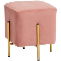Pouf Poggiapiedi Quadrato in Velluto, Pouf da Salotto Imbottito, Pouf Panchetto per Camera da Letto, Rosa Cipria, 33x33x38 cm - Baroni Home