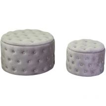Vacchetti - Pouf velours 1-2 gris clair cm ø70h42