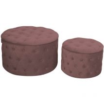 Vacchetti - Pouf velours 1-2 vieux rose cm ø70h42