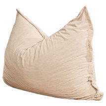 Bananair - Pouf Velours Côtelé déhoussable - 140x180 cm Blanc cassé