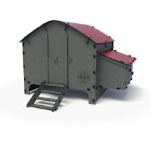 Poulailler Harmony 8 poules – Plastique recyclé – Dimensions : 128 x 128 x 91 cm – Équipements inclus : 1 échelle, 2 nids, 2 perchoirs