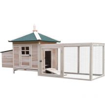 Poulailler cottage multi-équipement perchoir rampe pondoir enclos tiroir à déjection 196L x 76l x 97H cm bois massif pin