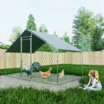 Okwish - Poulailler en liberté 3x2x2m avec fermeture de sécurité et toile pe imperméable, enclos métallique en liberté pour poulets, lapins et autres