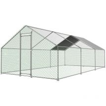 Okwish - Poulailler enclos extérieur 3x6x2m avec serrure de sécurité et toile pe imperméable, enclos extérieur en métal pour poules, lapins et autres