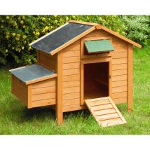 Ferme De Beaumont - Poulailler Island Premium abri en bois lasuré toit 2 pans métal galvanisé 6 à 8 poules