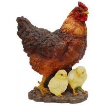 Vivid Arts - Poule avec ses poussins en résine 35 cm