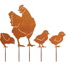 Poulets Rouillé Décoration de Jardin, Patine Rouille Naturelle, Jardin Décoration Fleur Rétro pour Jardin Terrasse Balcon