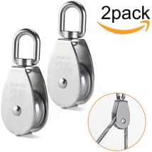 Poulie de Levage,Poulie Simple en Acier Inoxydable 304 Poulie Simple M25 Charge 150kg, Lot de 2