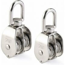 Lot de 2 Poulies Doubles en Inox 304 Pivotantes