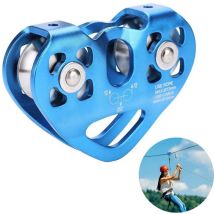 Poulie Tandem Speed ​​Double Trolley Sauvetage Escalade Double Poulie avec Roulement à Billes Rock/ Simple Poulie Aluminium Fixe Eye Escalade Poulie,