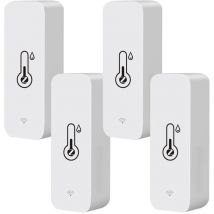 Pour Tuya Zigbee Thermomètre Hygromètre Intelligent, Pack de 4 Thermomètre Hygromètre Zigbee, Détecteur de Température et d'Humidité sans Fil pour