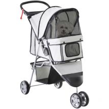 Pawhut - Poussette buggy pliable animaux chariot pliant chien chat porte-gobelet panier de rangement inclus roues avec frein tissu 600D Oxford métal