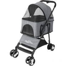 Bingo Paw - Poussette pour Chien Pliable - Chariot pour Chat à 4 Roues avec Habillage de Pluie pour Animal de Compagnie Capcité de 20kg