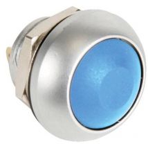Velleman - poussoir métallique rond avec capuchon bleu - 1P spst off-(on) switches R1398B