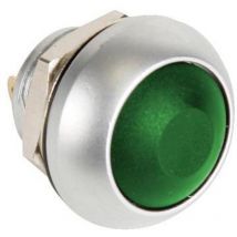 Velleman - poussoir métallique rond avec capuchon vert - 1P spst off-(on) switches R1398G