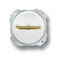 Poussoir rotatif métal laiton dore satiné porcelaine blanche do low Fontini