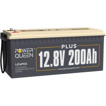 Batterie Lithium 12V200Ah Plus 2560Wh Rechargeable LiFePO4 Power Queen bms 200A, 4000-15000 Cycles, Pour Camping Car, Caravane, solaire, Hors réseau,
