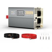 2000W Onduleur sinusoïdal pur, convertisseur d'énergie solaire 12V dc à 220V-240V ac avec 2 sorties ac, écran lcd pour système d'énergie solaire hors