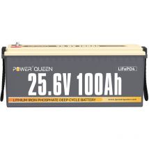 Power Queen - Batterie Lithium 24V100Ah 2560Wh Rechargeable LiFePO4 bms 100A, 4000-15000 Cycles, pour solaire, Hors réseau, stockage de l'énergie