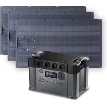 Allpowers - Power Station 1500Wh 2400W Solar Generator with 3Pcs 200W Flexible Monocrystalline Solar Panel for Emergency Outdoor S2000 Pro