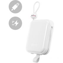 Powerbank avec support, câble USB-C et iPhone Lightning Cutie Series 10000mAh 22,5W blanc
