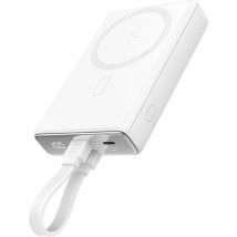 Powerbank magnétique 10000mAh 20W avec support + câble Lightning - USB-C blanc
