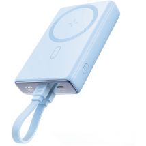 Powerbank magnétique 10000mAh 20W avec support + câble Lightning - USB-C bleu