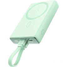Powerbank magnétique 10000mAh 20W avec support + câble Lightning - USB-C vert