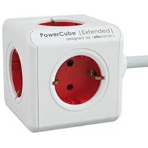 P-cube-ext, Cubo multipresa Powercube, 5 moduli, Schuko 230 v, colore: Rosso - Allocacoc