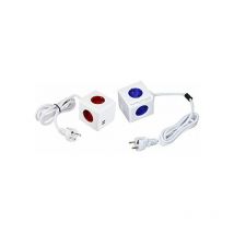 Powercube Extended usb + Allocacoc 1402BL/DEEUPC PowerCube Extended 4-Power Strip, cavo da 1,5 metri, 2 usb e kit di supporto da tavolo, blu, 250 v