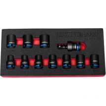 Powerhand - KI-R12-S1 1/2 Shallow Impact Socket Set 10-19mm in eva Foam