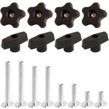 71121 - Kit manopole a t con manopole filettate e bulloni a t da 5/16-18 per maschere e infissi per lavorazione del legno, set da 16 pezzi - Powertec