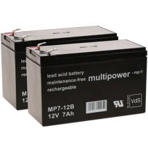 Multipower - Powery Batería de reemplazo ( ) para sai apc Smart-UPS 750, apc RBC48 entre otros más 12V 7Ah (reemplaza 7,2Ah)