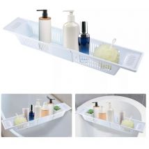 PP Badewannenablage Ausziehbar Weiß 80x15x10cm Einziehbar Badewannentablett aus Kunststoff für Duschgel