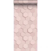 Origin Wallcoverings - Pp intissé éco texture hexagone 3d - 0,53 x 10,05 m de rose clair