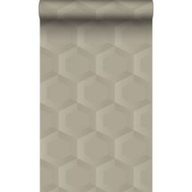 Origin Wallcoverings - papier peint hexagone 3d sable beige
