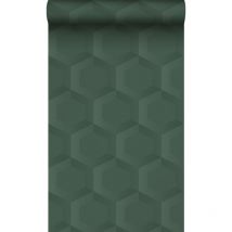 Origin Wallcoverings - papier peint hexagone 3d vert foncé