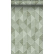 Origin Wallcoverings - papier peint motif graphique en 3D vert grisé clair