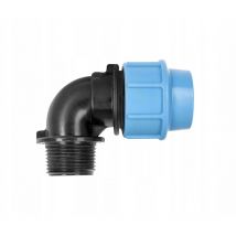 PE-Gedrehter Winkel 40x1 1/4 Zoll GZ für Wasser – max. Betriebsdruck 16 bar – PZH-zertifiziert – 115 mm – 79 mm