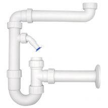 PP-Raumsparsiphon 1½' und 1¼', Geräteanschluss und Reinigungsöffnung