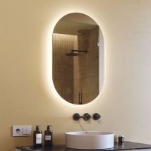 Oval mirror with led lighting 50x80cm, Cold White Light 6000K